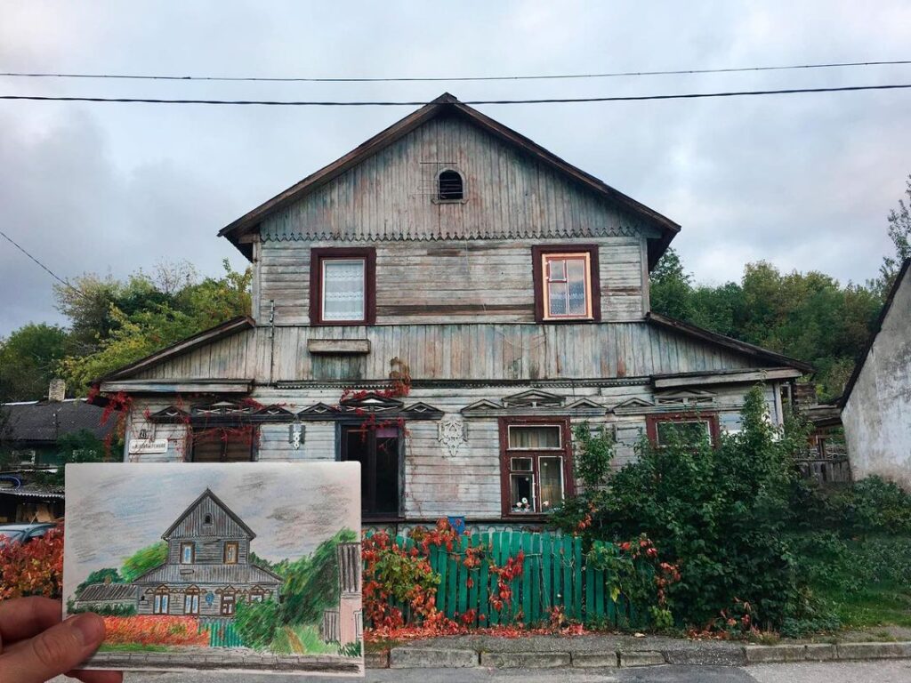 «Хочацца захаваць дух Гародні». Гродзенец малюе драўляныя будынкі, каб звярнуць увагу на іх лёс драўляныя будынкі