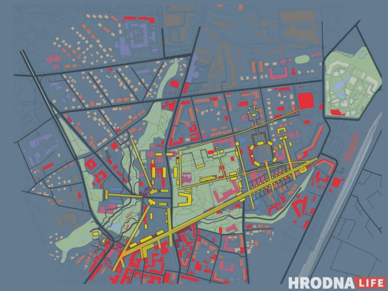 Совмещение проекта Анны Орлюк с исторической планировкой района Городница