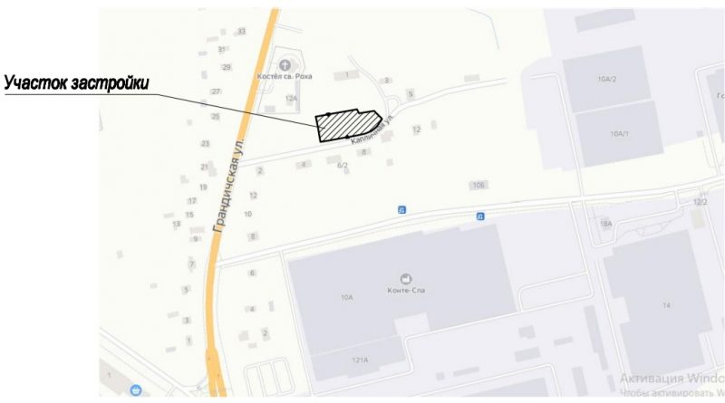 Участок, отведенный под застройку таунхаусами в Грандичах в 2022 году