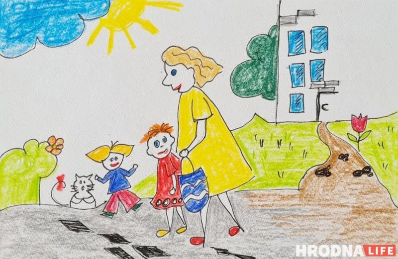 гродна, сям'я на малюнку