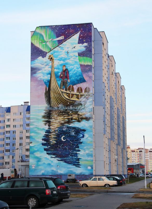 У цэнтры Ліды з'явіўся мурал пра каханне, старажытныя плямёны і гарадскую культуру