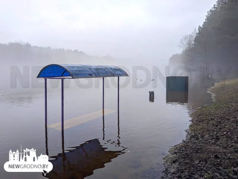 Затопленный пляж в Пышках в Гродно