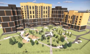 Стало известно, сколько будет стоить квартира в новом микрорайоне "Весенний" Рендер первого дома в микрорайоне "Весенний". Источник: "Гродножилстрой"