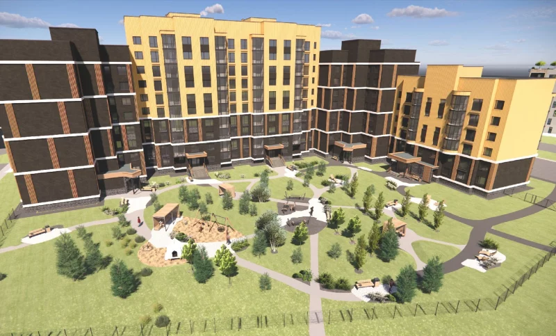 Рендер первого дома в микрорайоне "Весенний". Источник: "Гродножилстрой"