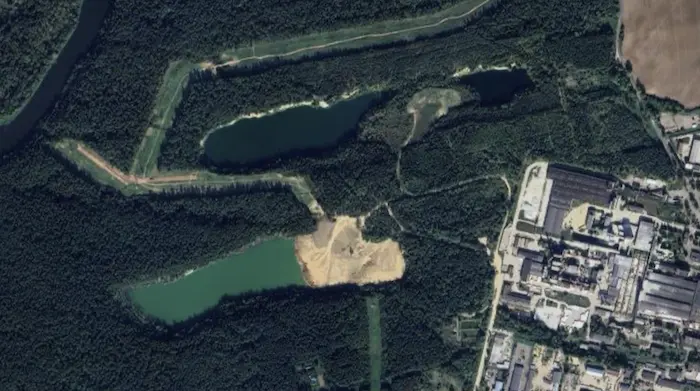 Спадарожнікавы здымак крэйдавых кар'ераў у Гродне. Крыніца: Google карты