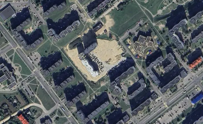 Спадарожнікавы здымак Гродна - будоўля ў Вішняўцы. Крыніца: Google карты