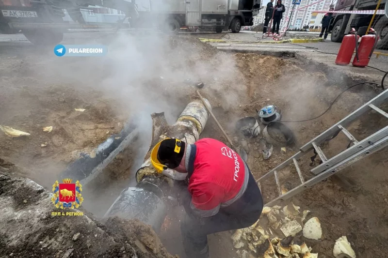 Прорыв трубопровода на Кремко в Гродно. Фото: облисполком