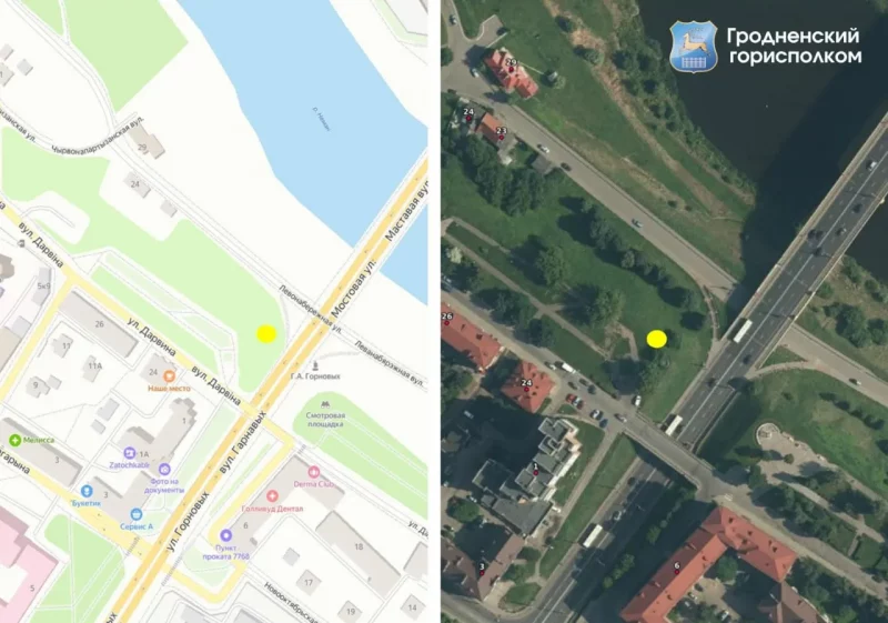 Месца размяшчэння новай скульптуры ў Гродна