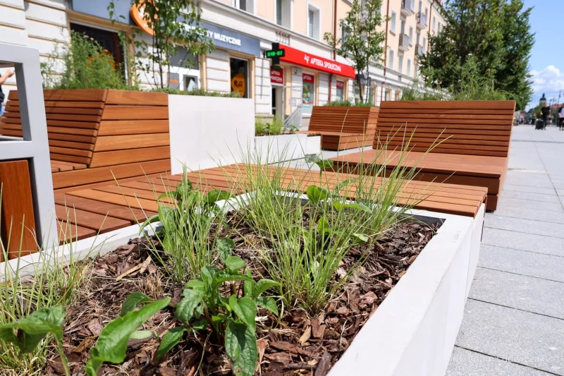 Зона отдыха с клумбами по улице Липовой в Белостоке. Фото: Urząd miasta Białystok