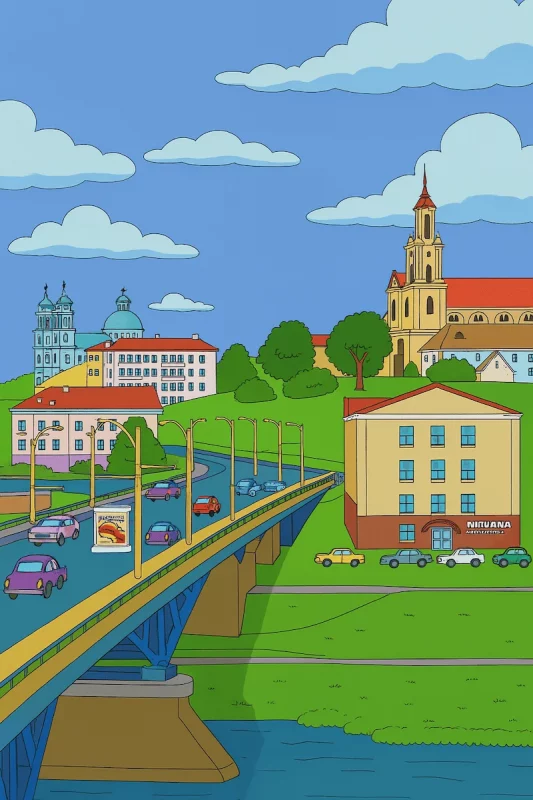 Море желтого цвета: как бы выглядел Гродно в мире «Симпсонов»