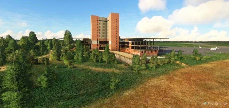 Модель недостроенного гродненского аэровокзала в Microsoft Flight Simulator. Источник: flightsim.to