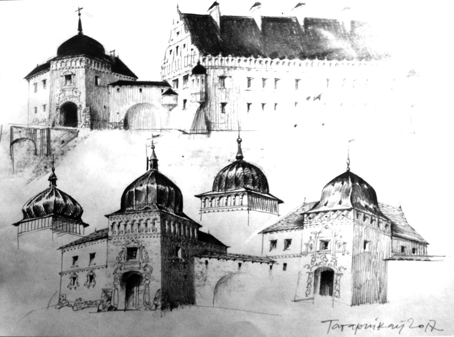 Накіды Паўла Татарнікава. Замест трэцяга паверху - атык, прыбудова на месцы.