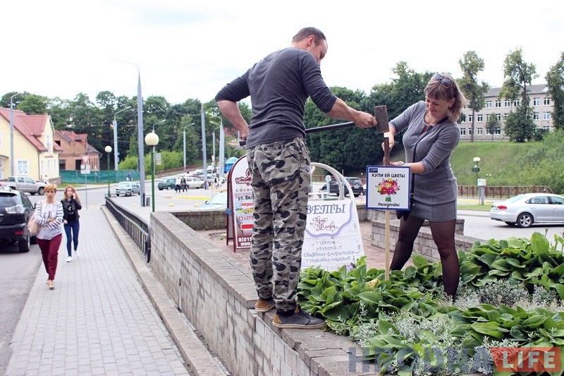 Зрабіць сэлфі, купіць кветкі і пакарміць галубоў. У Гродне усталёўваюць чарговую партыю незвычайных дарожных знакаў