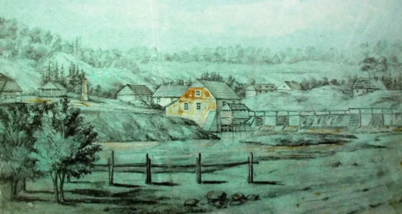 Млын у Ласосне на малюнку Напалеона Орды, сяр. ХІХ ст.