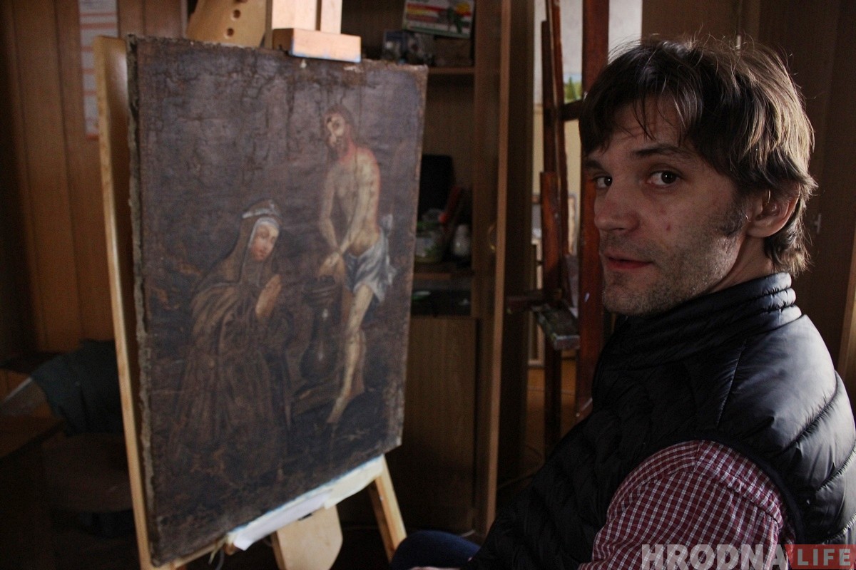 "Стать тенью художника". Гродненский мастер реставрирует картину из Бригитского монастыря