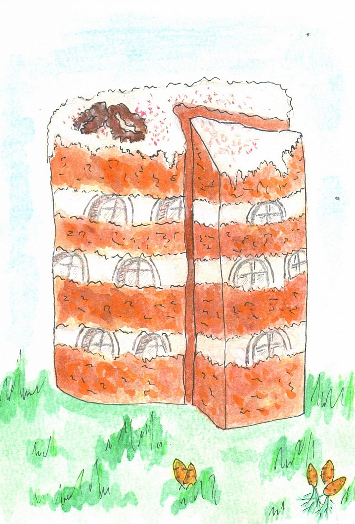 Старый замок - пирог, драмтеатр - паста. Иллюстраторка Альфа-Банка показала Гродно в виде еды