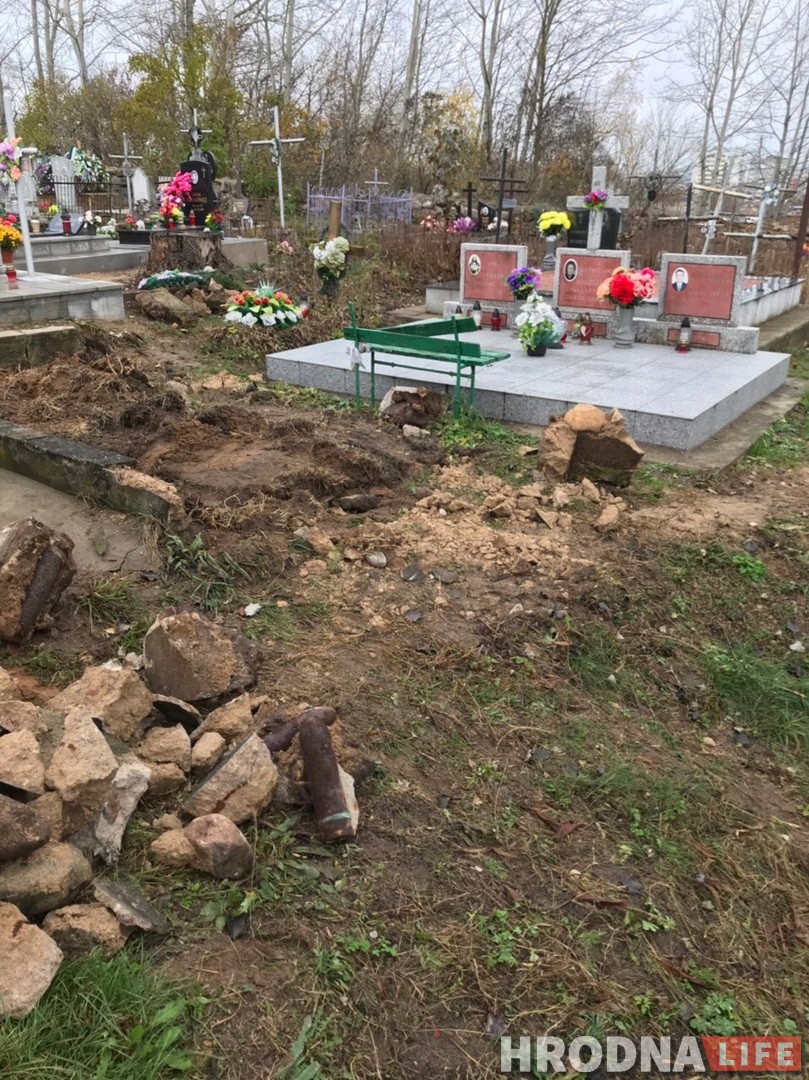 У Гродне пры дэмантажы старога надмагілля працоўны выявіў снарады часоў Другой сусветнай У Гродне пры дэмантажы старога надмагілля працоўны выявіў снарады часоў Другой сусветнай
