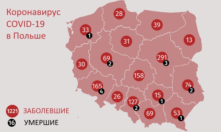 В Польше уже 1220 пациентов с коронавирусом. В Беларуси всего 86