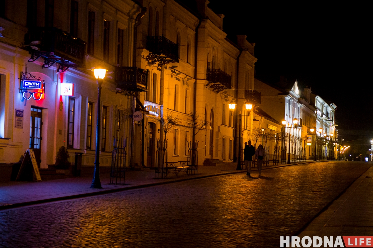ФОТО: Как выглядит ночной Гродно на выходных во время пандемии