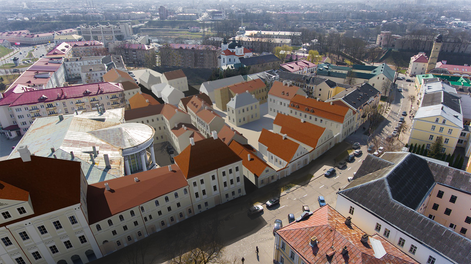 Як можа выглядаць Замкавая без Дома быту: гісторык паказаў праект адбудовы страчанага квартала ў цэнтры Гродна