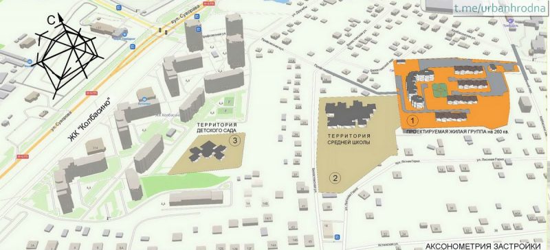 Аксонометрия застройки в Колбасино