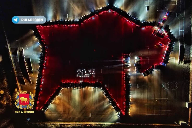 фігура з аўтамабіляў - Зубр - з'явілася ў Гродне да Новага года 2024