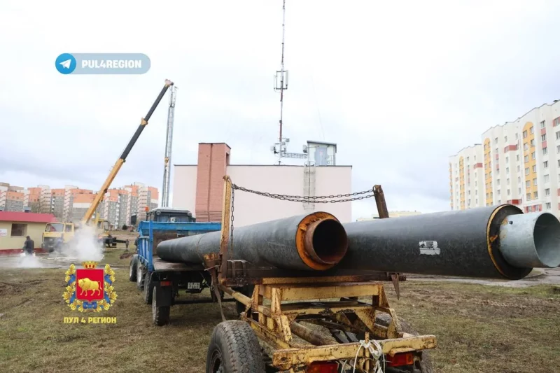 прорвало трубу в Гродно - пропало отопление в микрорайона Вишневец