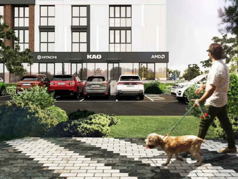 У Гродне з'явіцца пэт-фрэндлі дом: у пад’ездах можна будзе мыць лапкі сабакам Візуалізацыя з праекту ЖК "Мір" на Магістральнай у Гродне. Там будуюць пэт-фрэндлі дом. Крыніца: канал PObudova.by