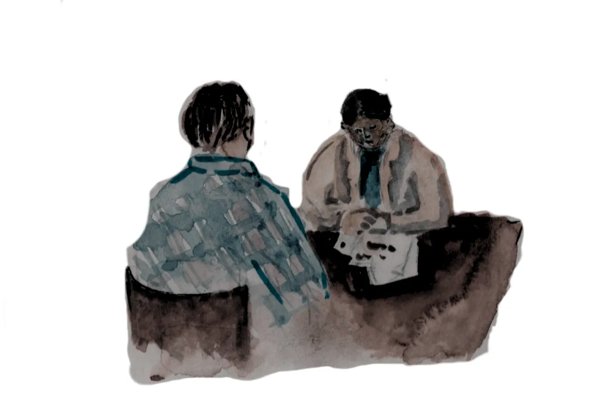 Ірына размаўляе з пацыентам