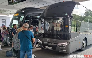 Беларускі аўтобус на вакзале ў Вільні