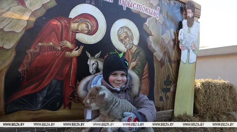 Жывая батлейка каля Каложскай царквы ў Гродне. Фота: БелТА