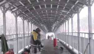 Абноўлены мост на Фамічова. Скрыншот Hrodna.life рэпартажу "Гродна Плюс"