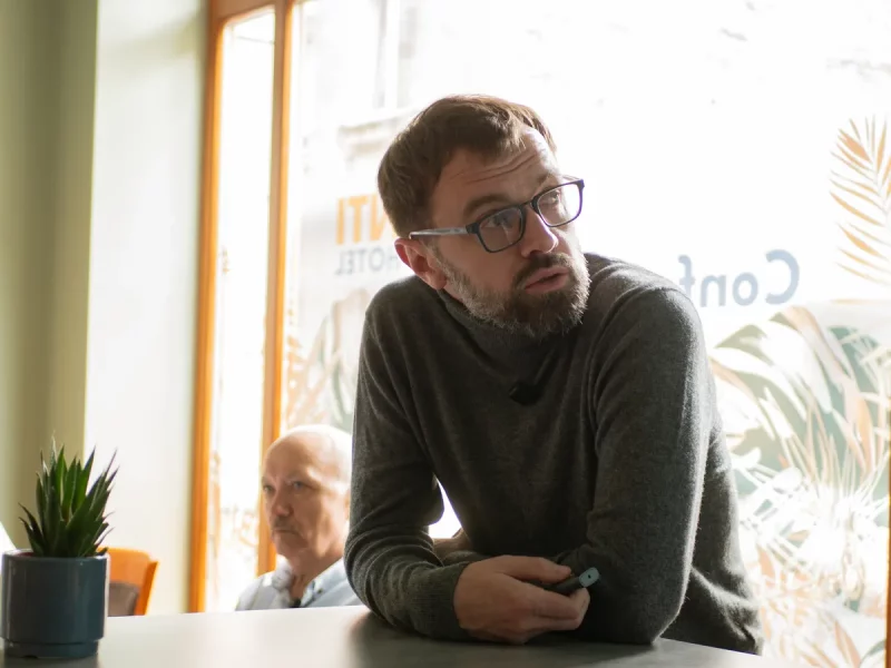 Лекар акушэр-гінеколаг Станіслаў Салавей на канферэнцыі 25 чэрвеня. Фота: Макс Моррыссан